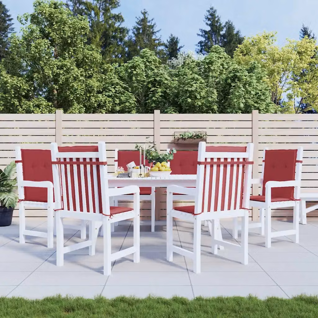 Set di 6 cuscini per sedia vidaXL in tessuto rosso, impermeabili e traspiranti, L 100 cm x P 50 cm x H 3 cm