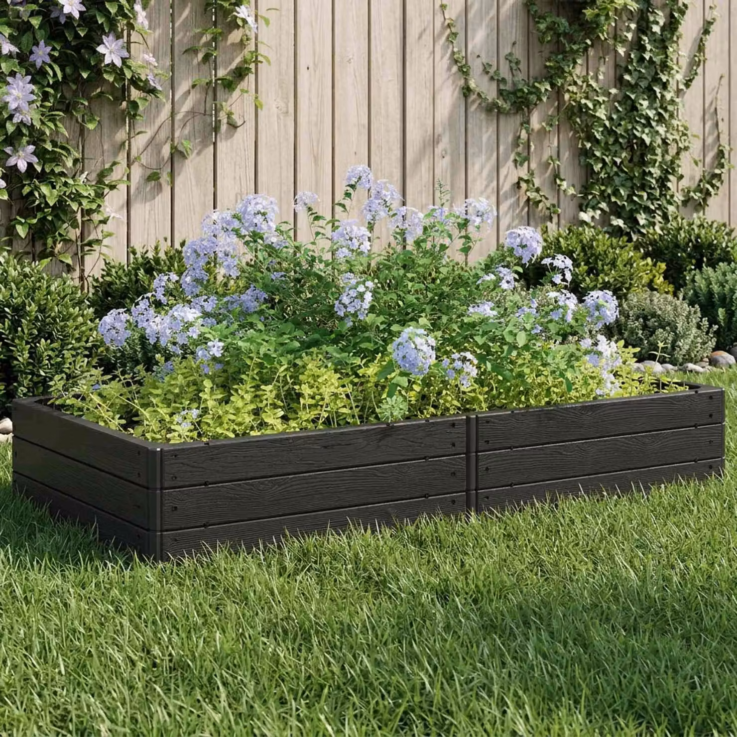 Letto rialzato vidaXL per orto e giardino, colore nero, L: 151 cm, P: 75,5 cm, H: 25 cm