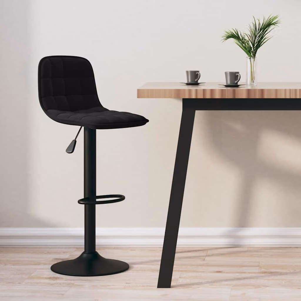 Sgabello da bar vidaXL in velluto nero con struttura in metallo moderno
