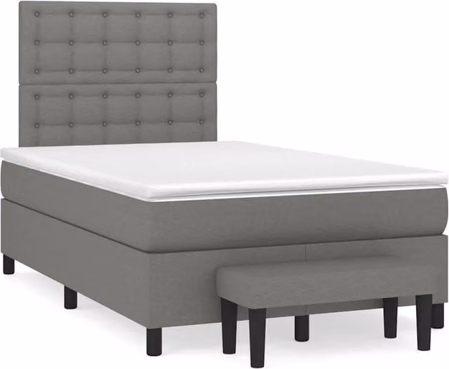 Letto Ibrido vidaXL con Giroletto a Molle e Materasso Grigio e Bianco L/P/H: 120 x 200 x 193 cm