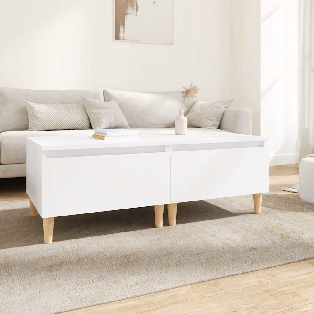 Set di 2 tavolini bianchi vidaXL in stile scandinavo in legno e MDF, L/P/H: 50 x 46 x 35 cm