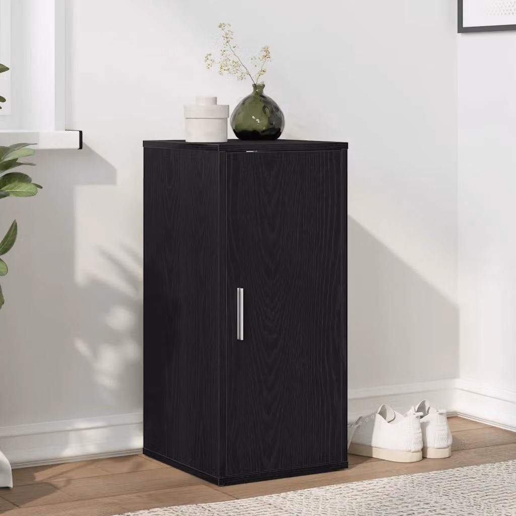 Scarpiera moderna vidaXL in legno nero con ante a battente L/P/H: 32 x 35 x 70 cm