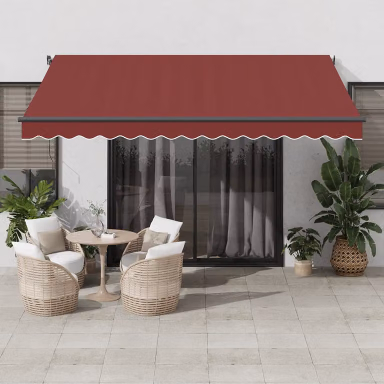 Tenda da sole retrattile manuale vidaXL in alluminio e poliestere, L: 400 cm, P: 350 cm, colore rosso o antracite