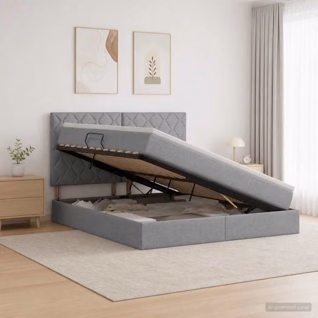 Letto con contenitore e materasso vidaXL Grigio, L/P/H: 140 x 200 x 128 cm – 1