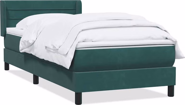 Giroletto a Molle con Materasso Verde Scuro 80x220 cm Velluto