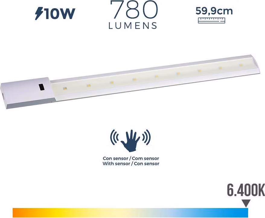 Striscia LED con sensore 10w 780lm 6400k luce fredda 5,5x59,9cm edm