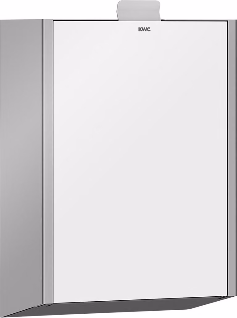 Cestino igienico KWC AR, EXOS, acciaio inox, montaggio esterno, 230x346x125 mm, vetro di sicurezza temprato, bianco