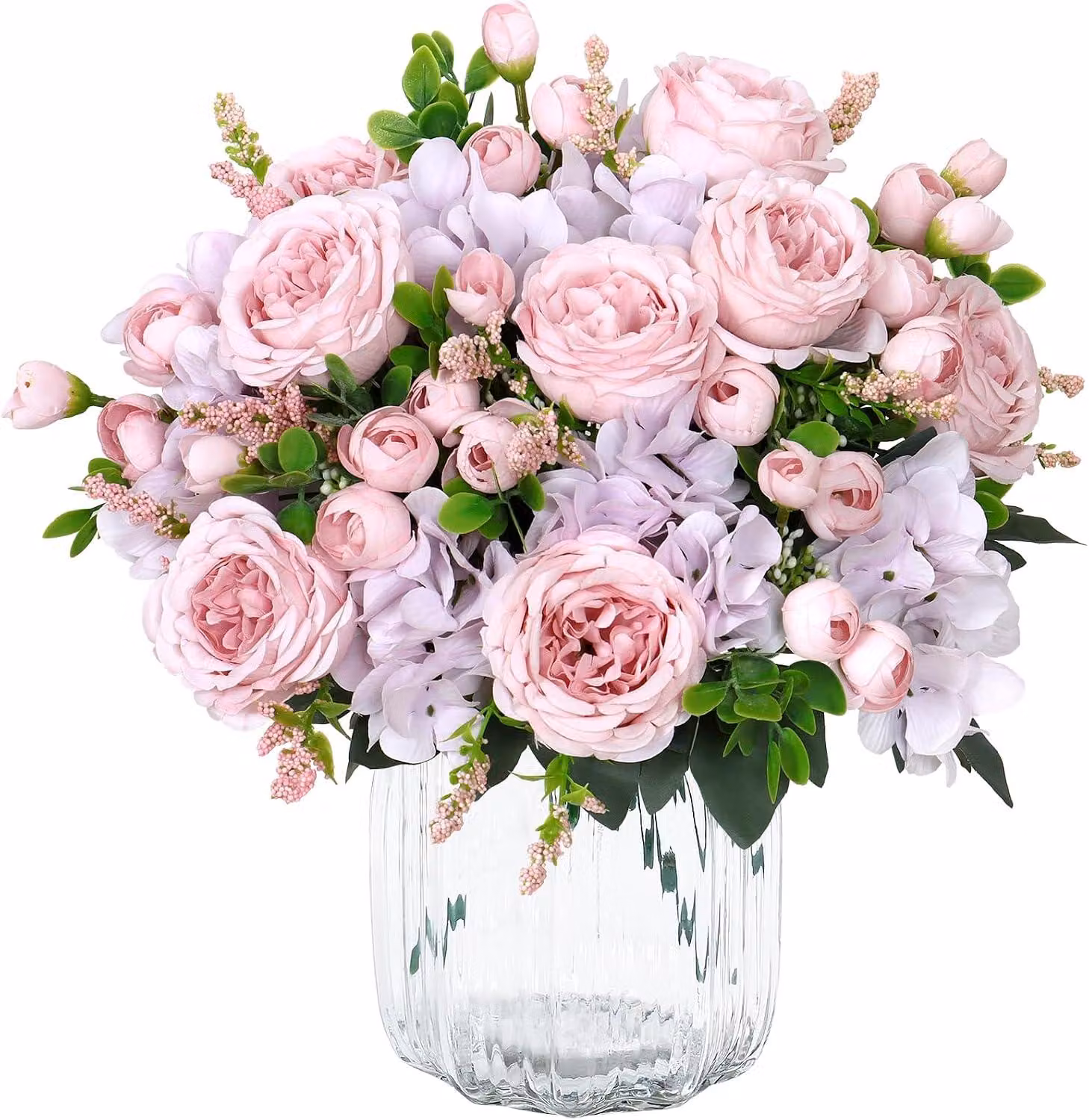Fiori artificiali di peonia - 4 confezioni - Peonie in seta - Composizione floreale artificiale - Ideale per matrimoni