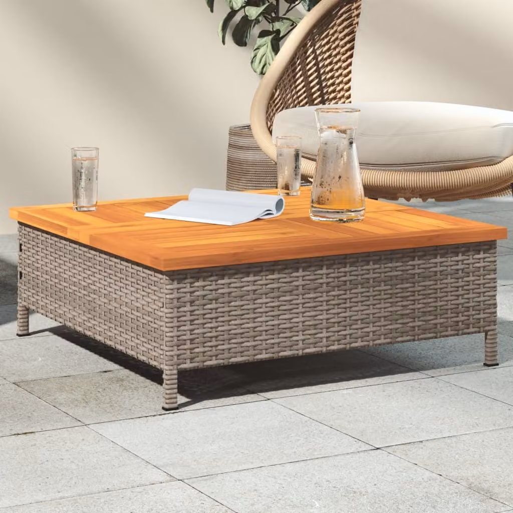 Maison Exclusive - Tavolo da Giardino Grigio 70x70x25cm Rattan e Legno di Acacia