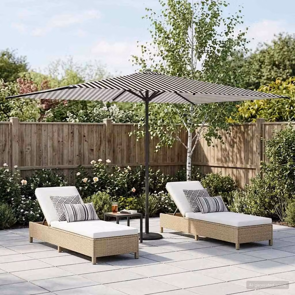 Ombrello da giardino rettangolare vidaXL in poliestere e acciaio, L: 3 m, P: 2 m, H: 2,23 m