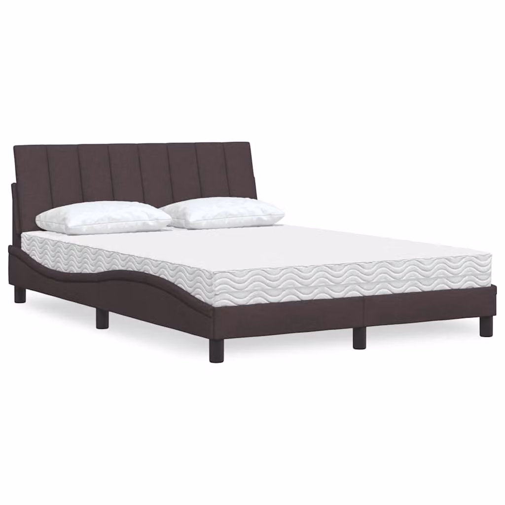 Letto con Materasso Hanko vidaXL in Tessuto Marrone e Bianco L/P/H: 140 x 190 x 145 cm – 1