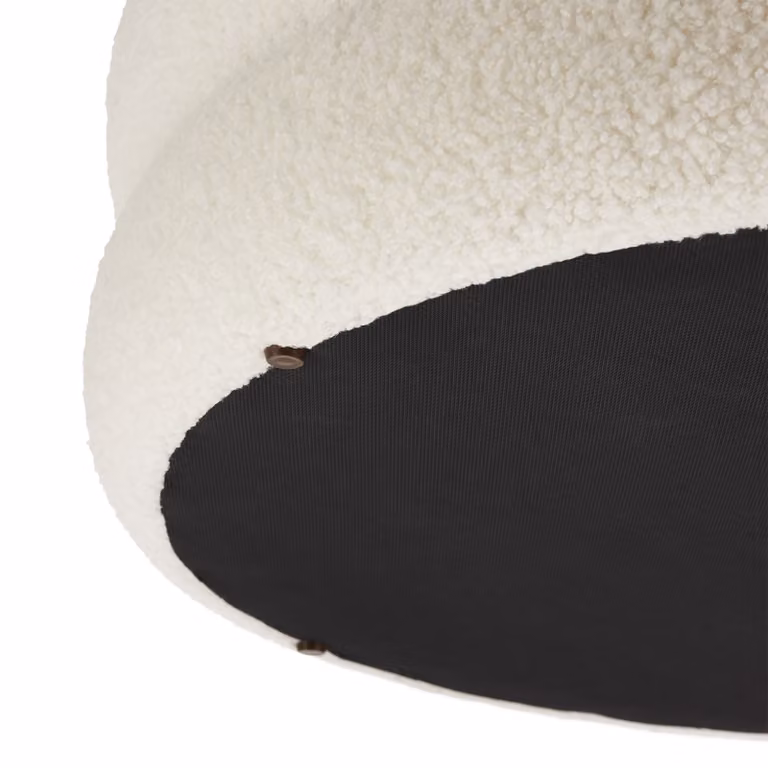Sgabello XL Tectake in tessuto Bouclé beige e bianco con rivestimento rimovibile e design scandinavo cilindrico