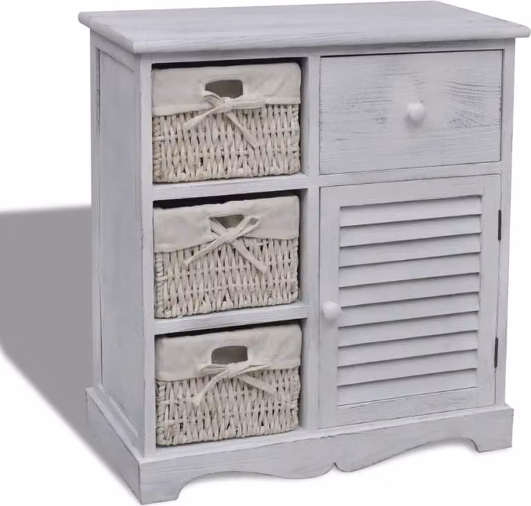 Cassettiera con 3 cestini Bianco