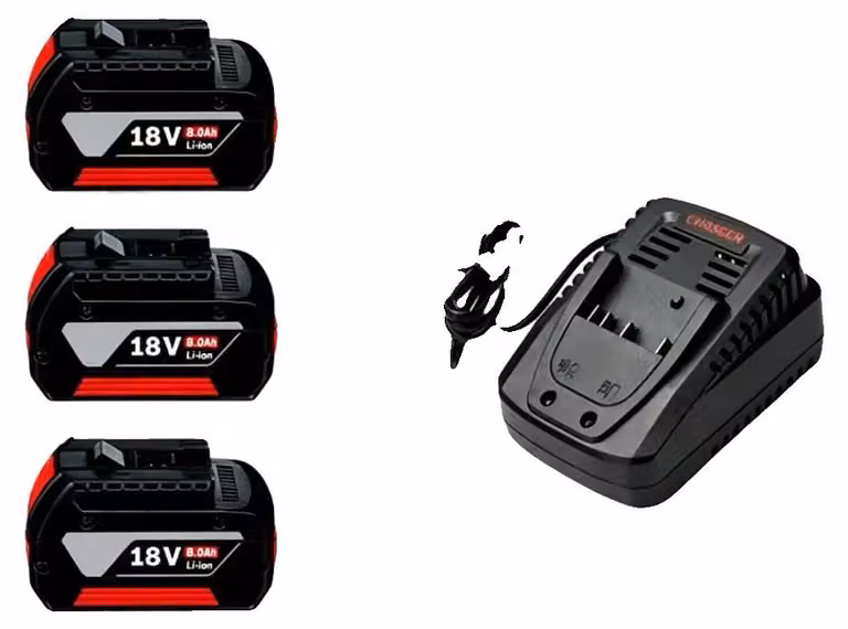 Batteria agli ioni di litio, 18V, capacità 8000mAh, caricabatterie per 3 batterie, 18V