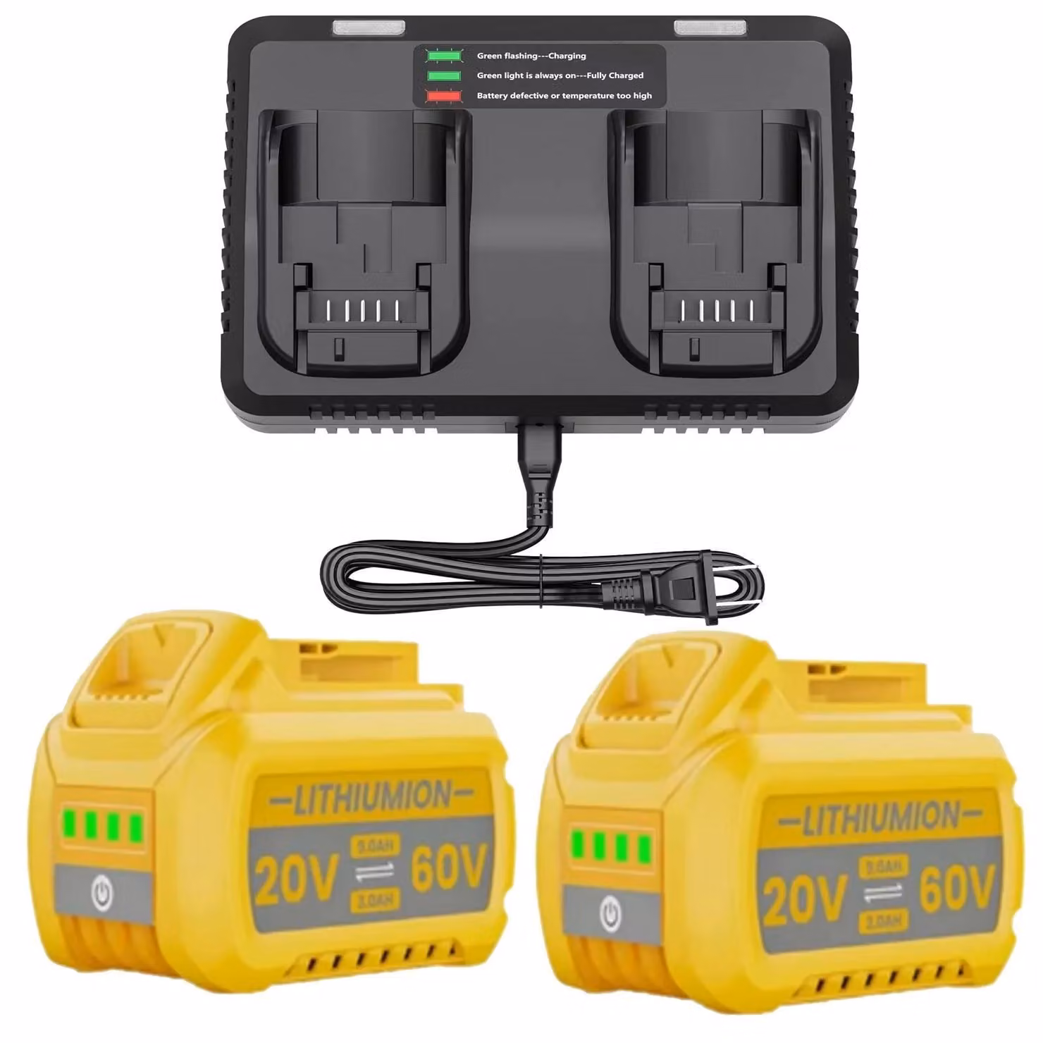 Batteria di ricambio 20V/60V Max - Batteria per utensili elettrici - Litio-Ioni - Capacità 3,5Ah/9Ah - 20V/60V Max Flexvolt - Compatibile con DCBP034, DCB609, DCB606, DCB200, DCB182 - Colore: Oro