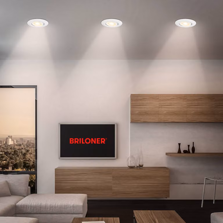 Briloner Luci LED da incasso Klira, bianca, orientabile, dimmerabile, set 3 dimmerabile, Bianco / Opale, Soggiorno / Sala da pranzo, Plastica, Moderno
