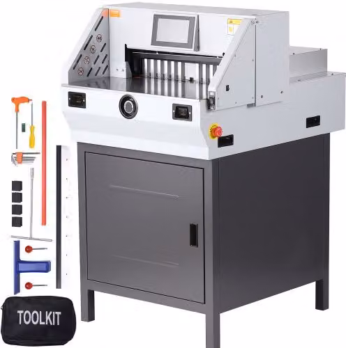 Taglierina Idraulica Elettrica VEVOR con Controllo Numerico e Schermo Touch da 7 Pollici, Larghezza di Taglio 482,6 mm e Spessore di Taglio 80 mm, Colore Bianco