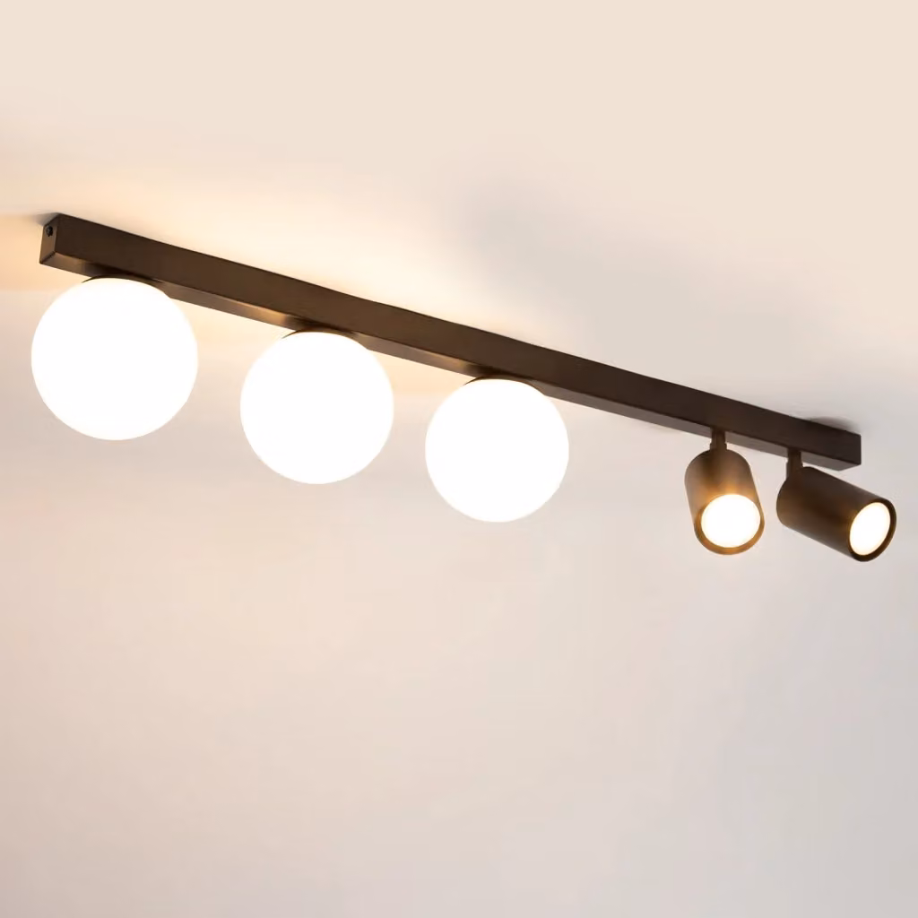 Plafoniera moderna Sigma Lighting Tavola nera con 5 luci G9 in vetro e metallo Diametro: 80 cm – 2