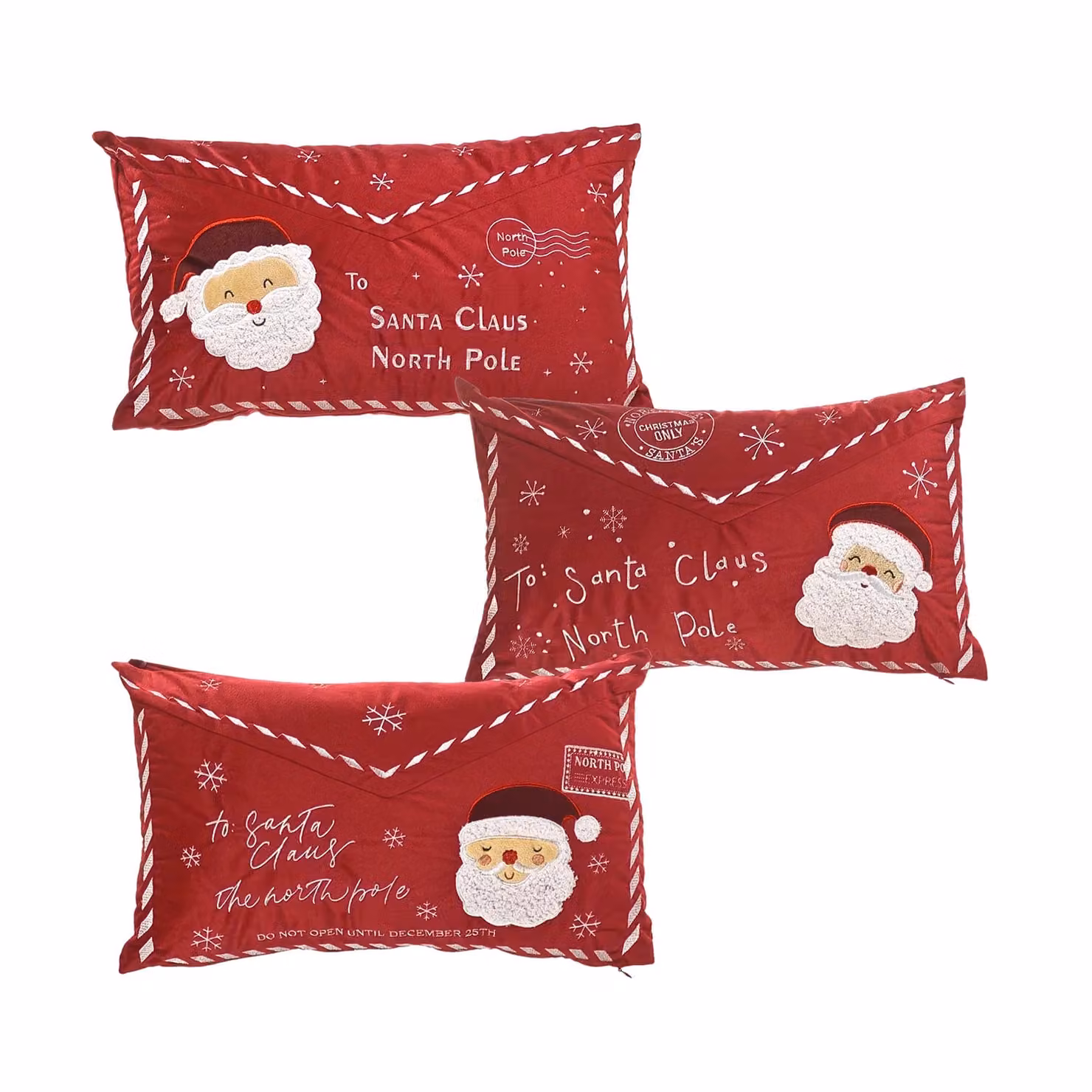 Cuscino Natalizio Babbo Natale Vestiamo Casa, Sfoderabile e Lavabile, Rosso, L 50 cm x H 30 cm – 1