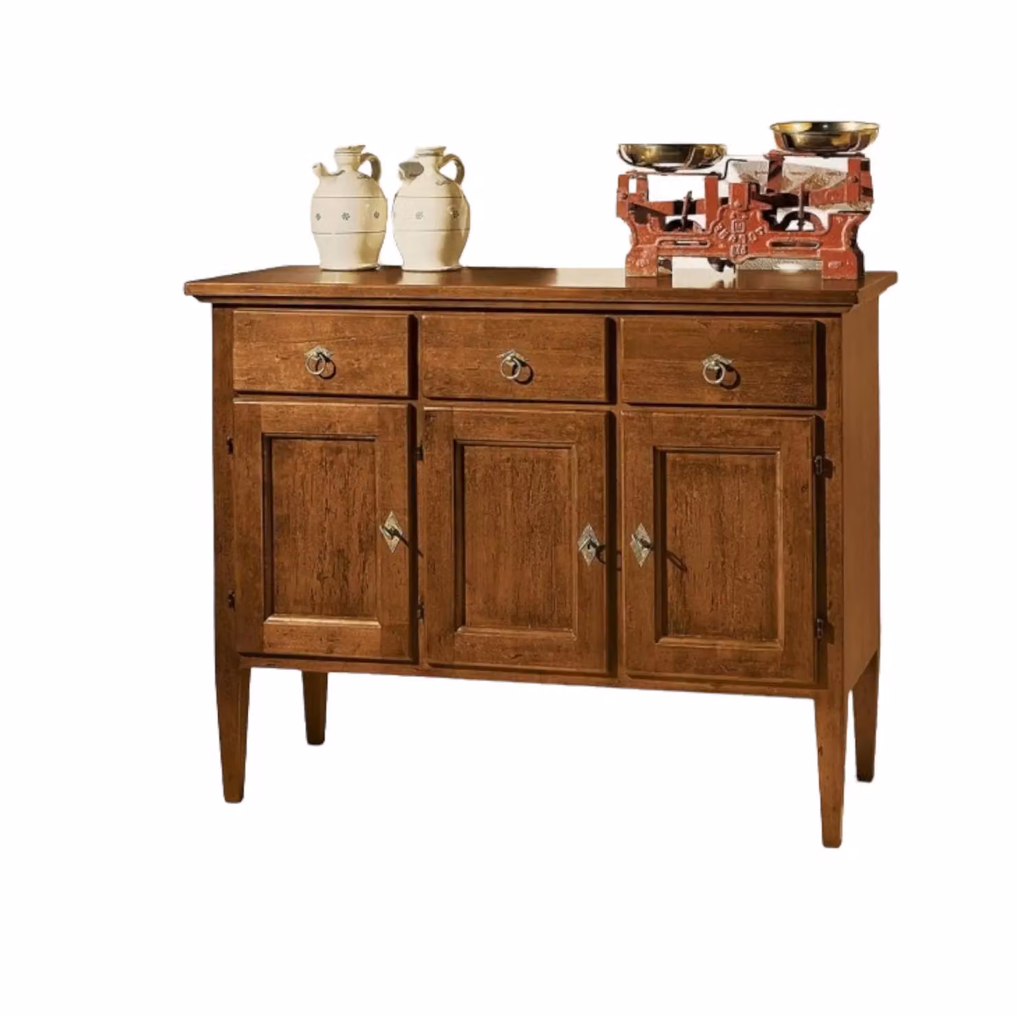 Madia credenza in legno Mobili 2G con 3 ante e 3 cassetti color noce L: 105 cm, P: 42 cm, H: 82 cm – 2