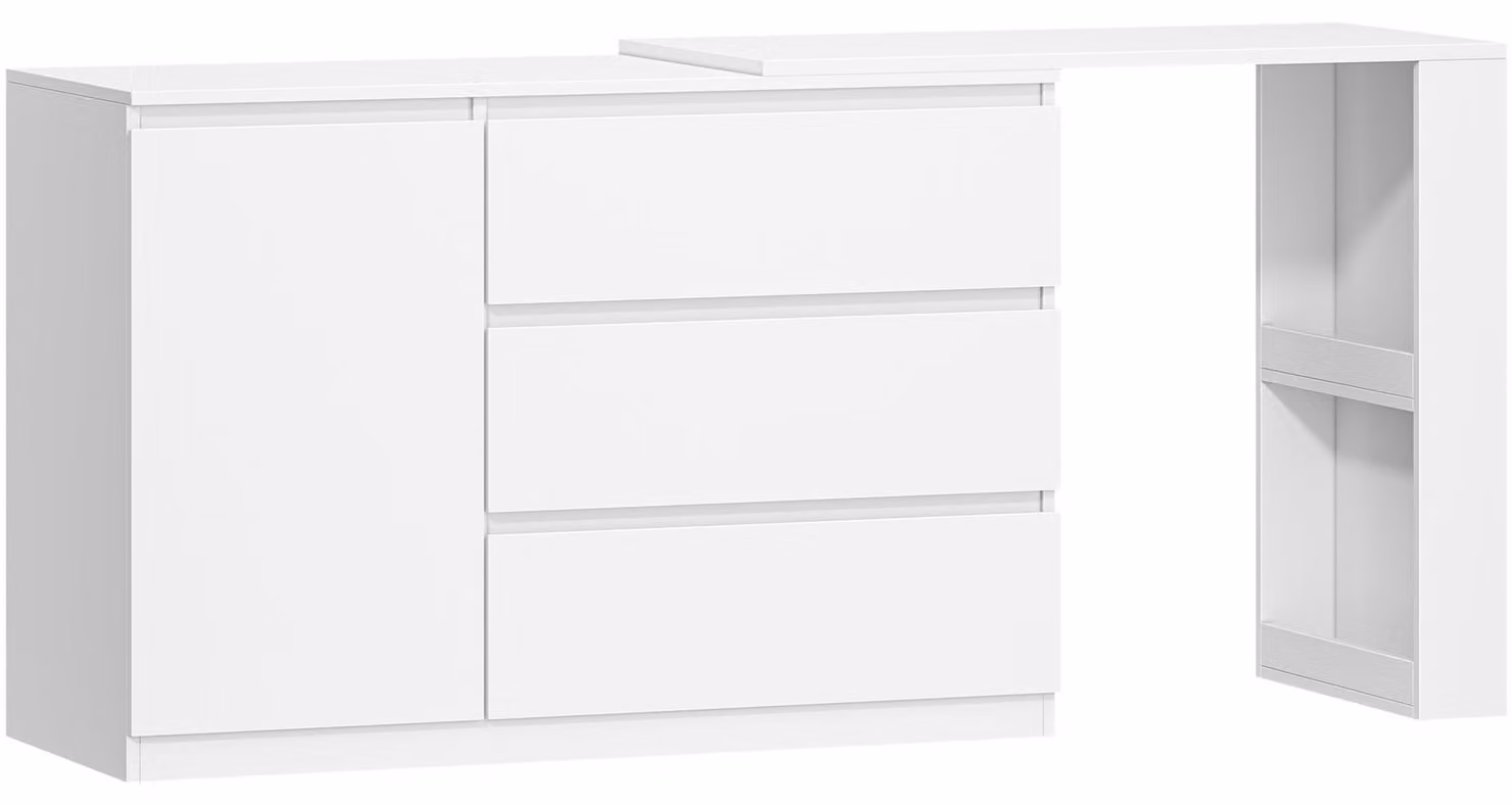 Tavolino da trucco - Tavolino per cosmetici - Comodino - Mobile - Design ad angolo a forma di L - Bianco