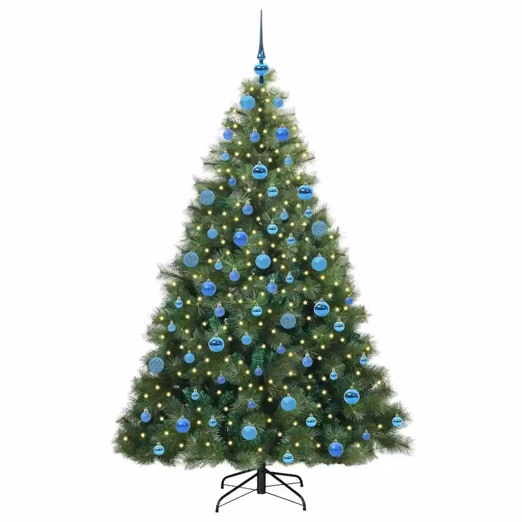 Albero di Natale artificiale moderno vidaXL verde con 300 LED luce bianca calda in PE e PVC, Altezza: 180 cm – 2