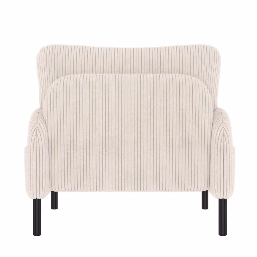Divano Minimal in velluto grigio chiaro con struttura in metallo e braccioli con tasche laterali – 2