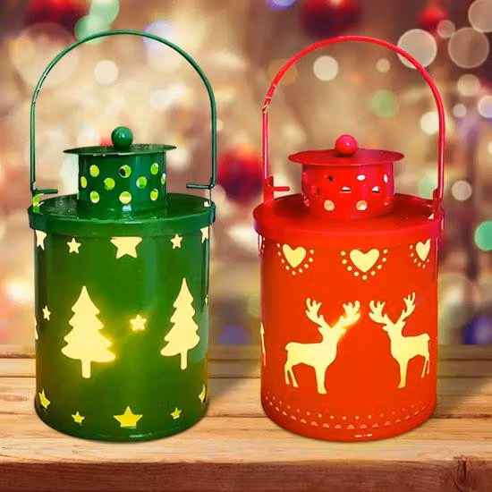 Decorazioni natalizie senza candele - Lanterne natalizie LED da appendere - 12,6 cm - Luce bianco caldo - Illuminazione d'atmosfera per ogni casa
