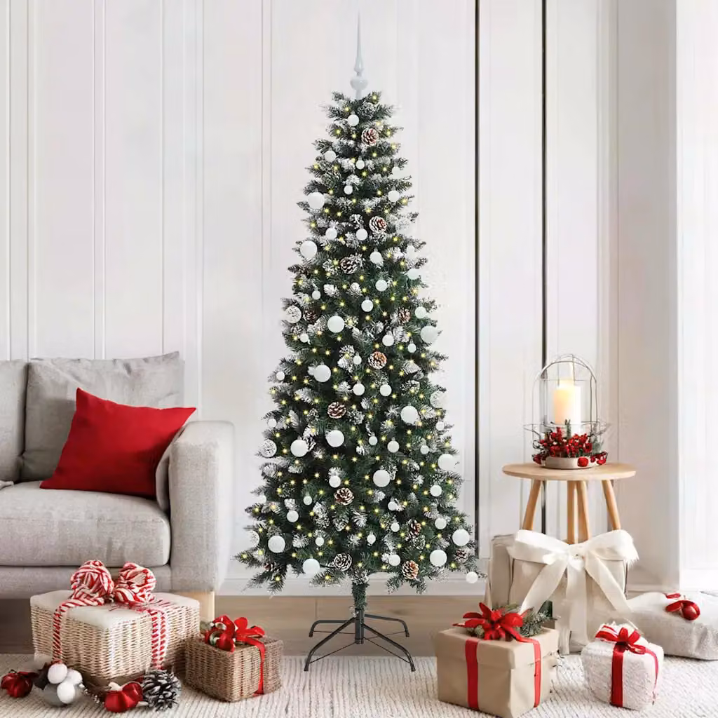 Albero di Natale artificiale vidaXL verde con luci LED bianco caldo e alimentazione USB, Altezza: 180 cm