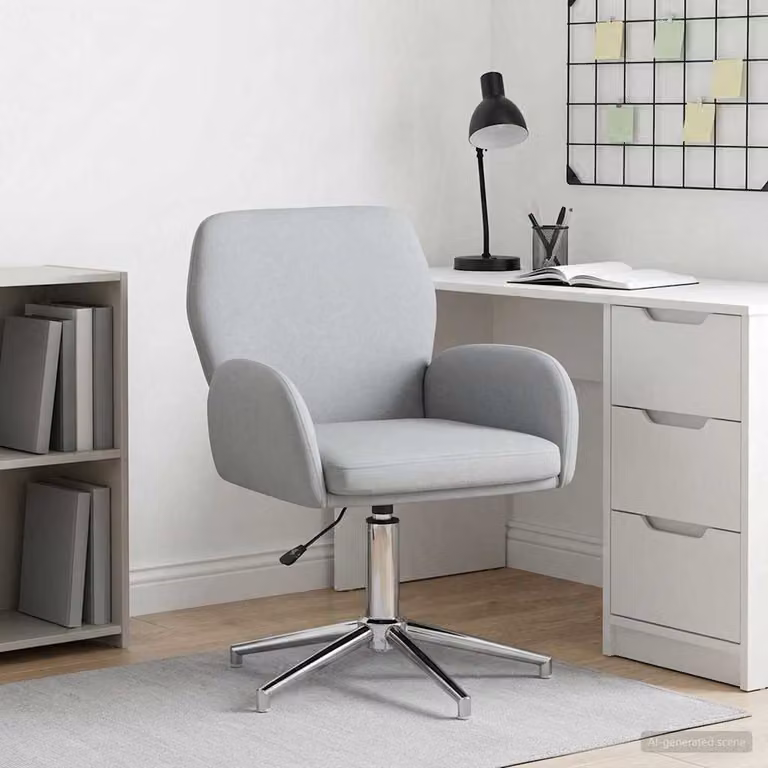 Sedia da scrivania girevole vidaXL moderna in tessuto grigio, L/P/H: 54 x 58 x 90 cm