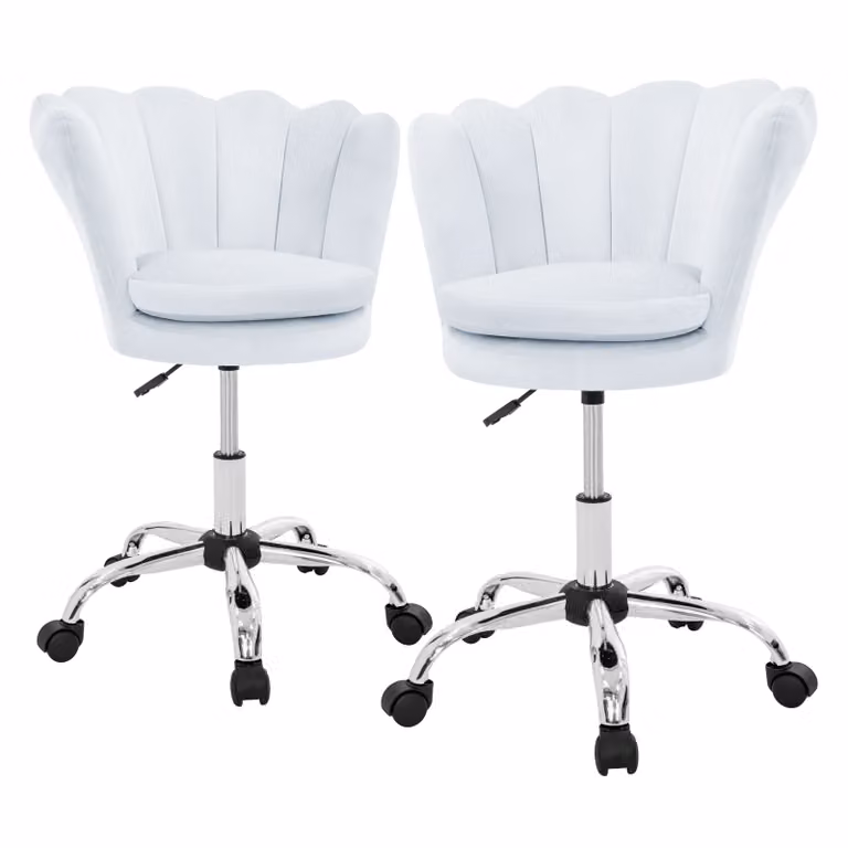 ML-Design set di 2 sedie da ufficio Sedia da scrivania girevole a 360° con schienale, sedia a guscio imbottita, 5 rotelle
