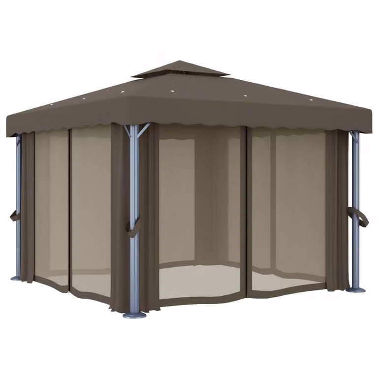 Padiglione con tenda 3x3 m Taupe Aluminium