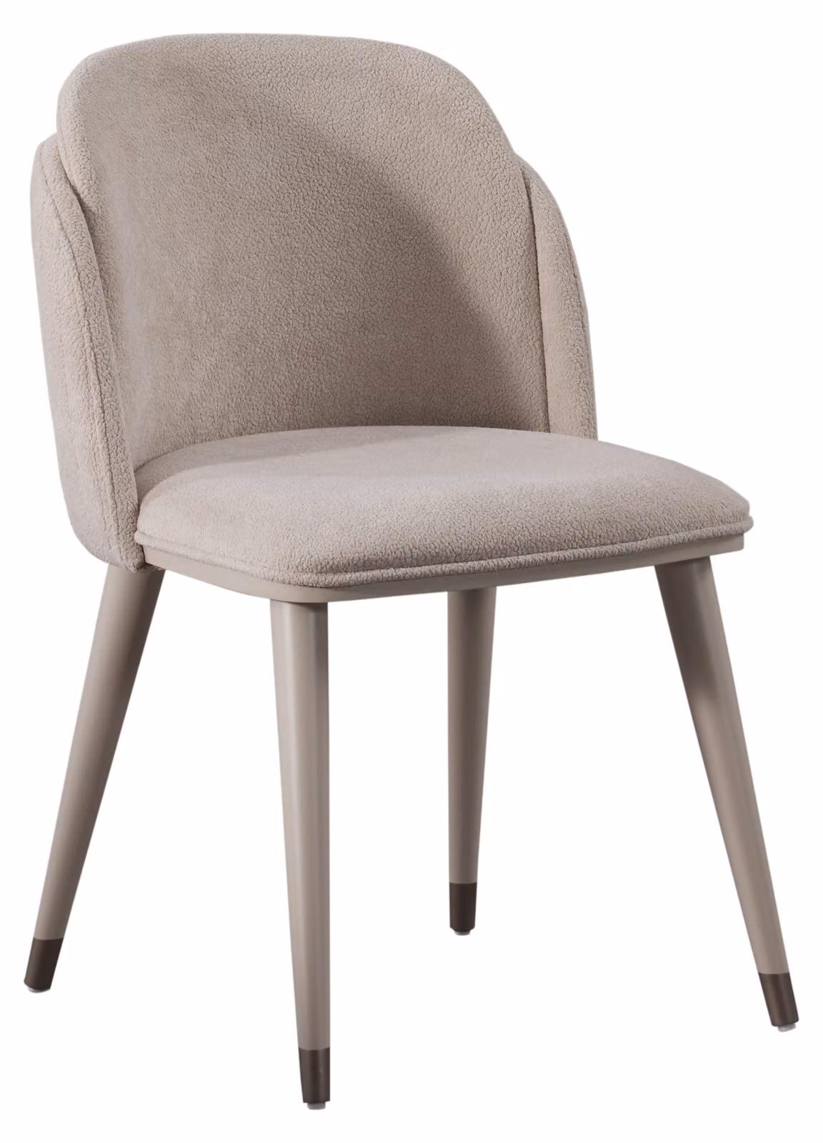 Sedia moderna, rivestita in tessuto beige, con schienale confortevole e design elegante
