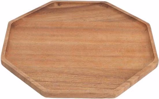 Vassoio da portata in legno in stile giapponese - Design semplice, ideale per alimenti, verdura, frutta e tè - Vassoio da portata in legno per la casa (rotondo, ottagonale)