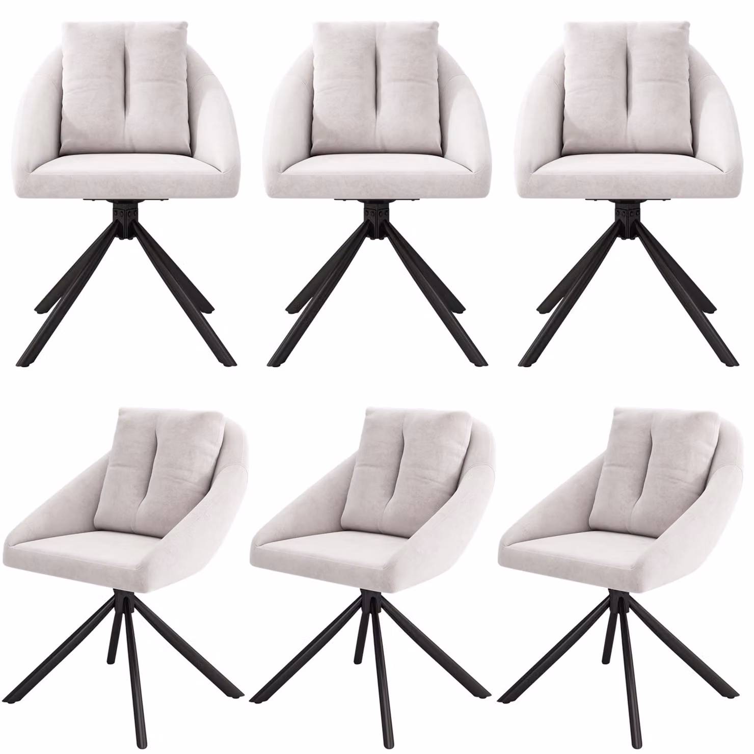 SWeiko sedia da pranzo sedia di velluto sedia imbottita sedia girevole, tessuto di velluto traspirante, design ergonomico, 6 pezzi, beige
