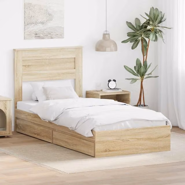 Letto con Contenitore con cassetto Rovere Sonoma 100 x 200 cm 3409934