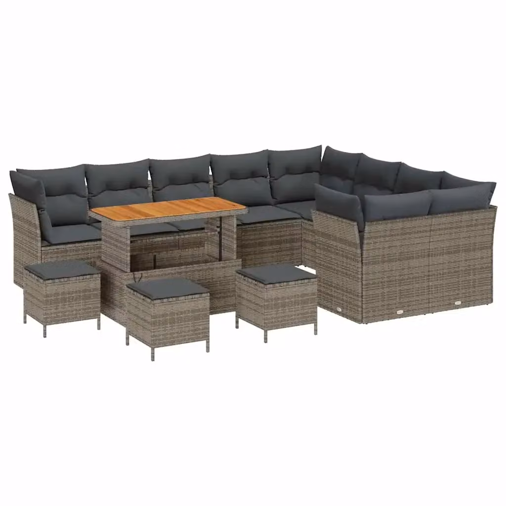 vidaXL Set Divano da Giardino Moderno 13 Pezzi con Cuscini Grigio – 2