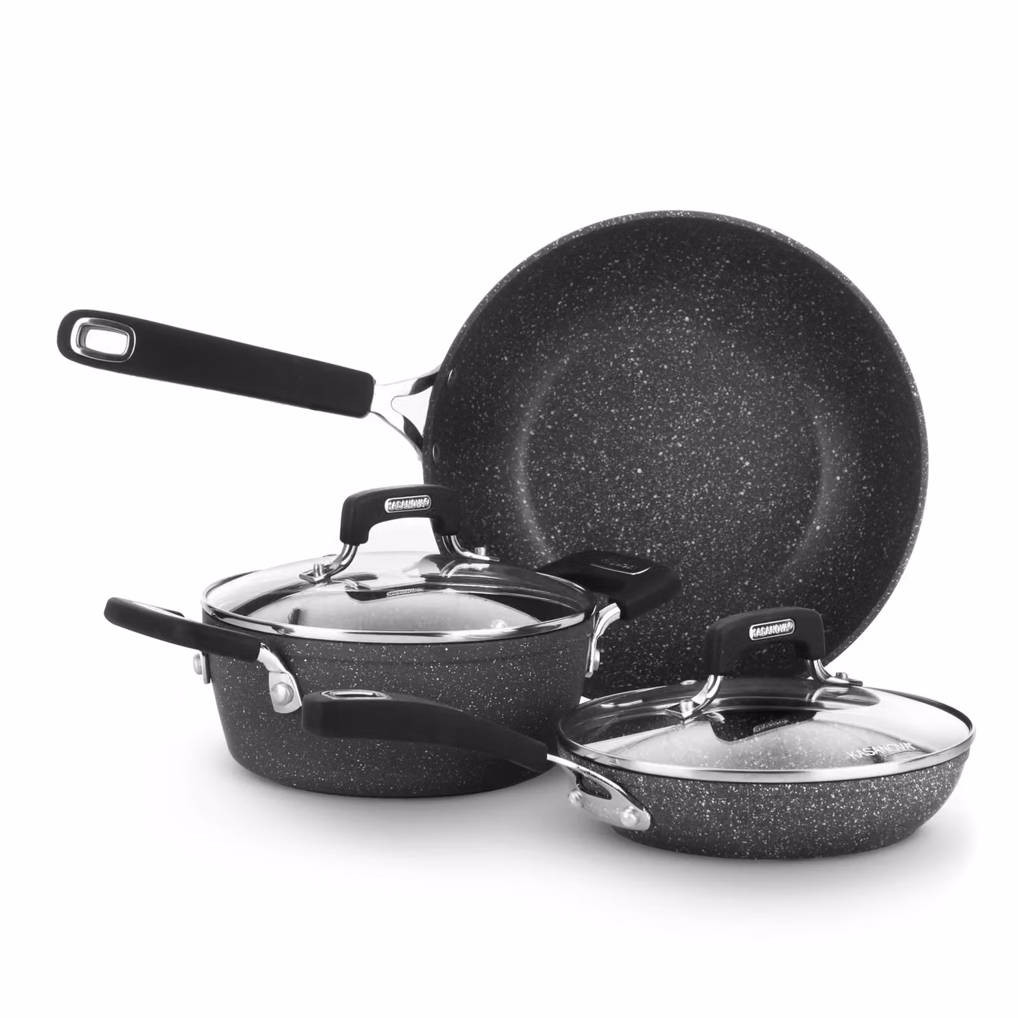 Set di pentole Kasanova New Petra Dark da 5 pezzi con rivestimento antiaderente, nero, compatibile con induzione – 2
