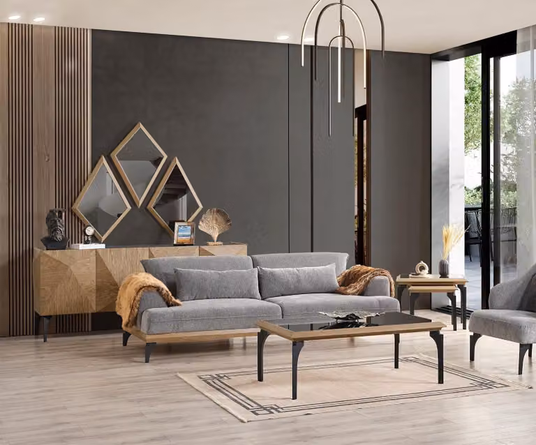 Exklusive Designer Couchgarnitur Wohnzimmer Sessel Beistelltische