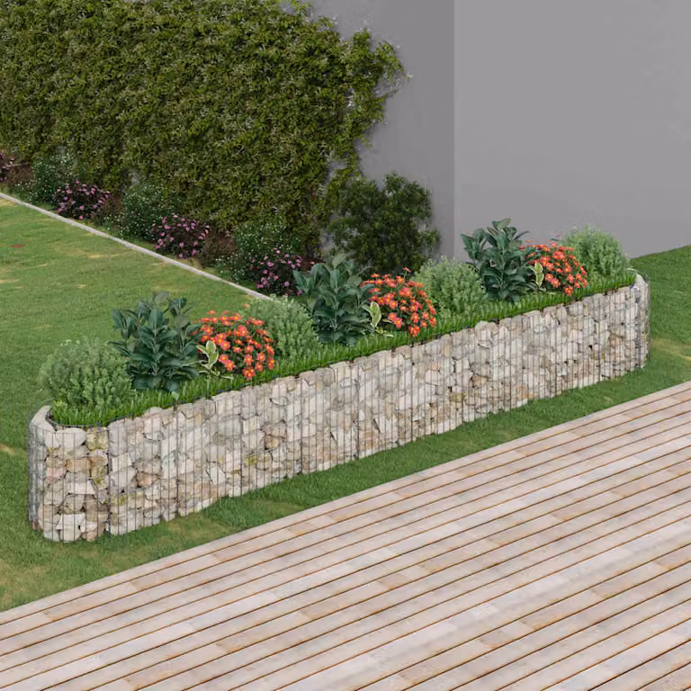 vidaXL Gabbione con Letto Rialzato in Acciaio Zincato Grigio L/P/H: 400 x 50 x 50 cm