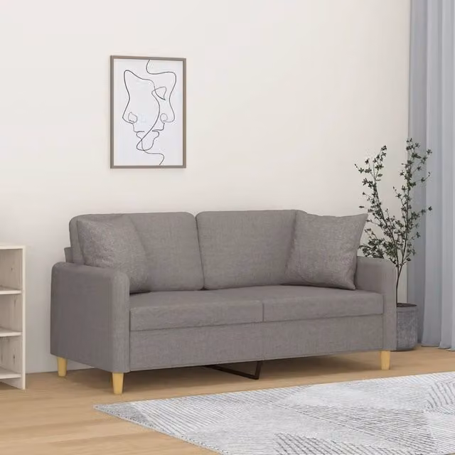 Divano a 2 posti moderno vidaXL in tessuto beige o grigio con cuscini e struttura in metallo per il tuo soggiorno
