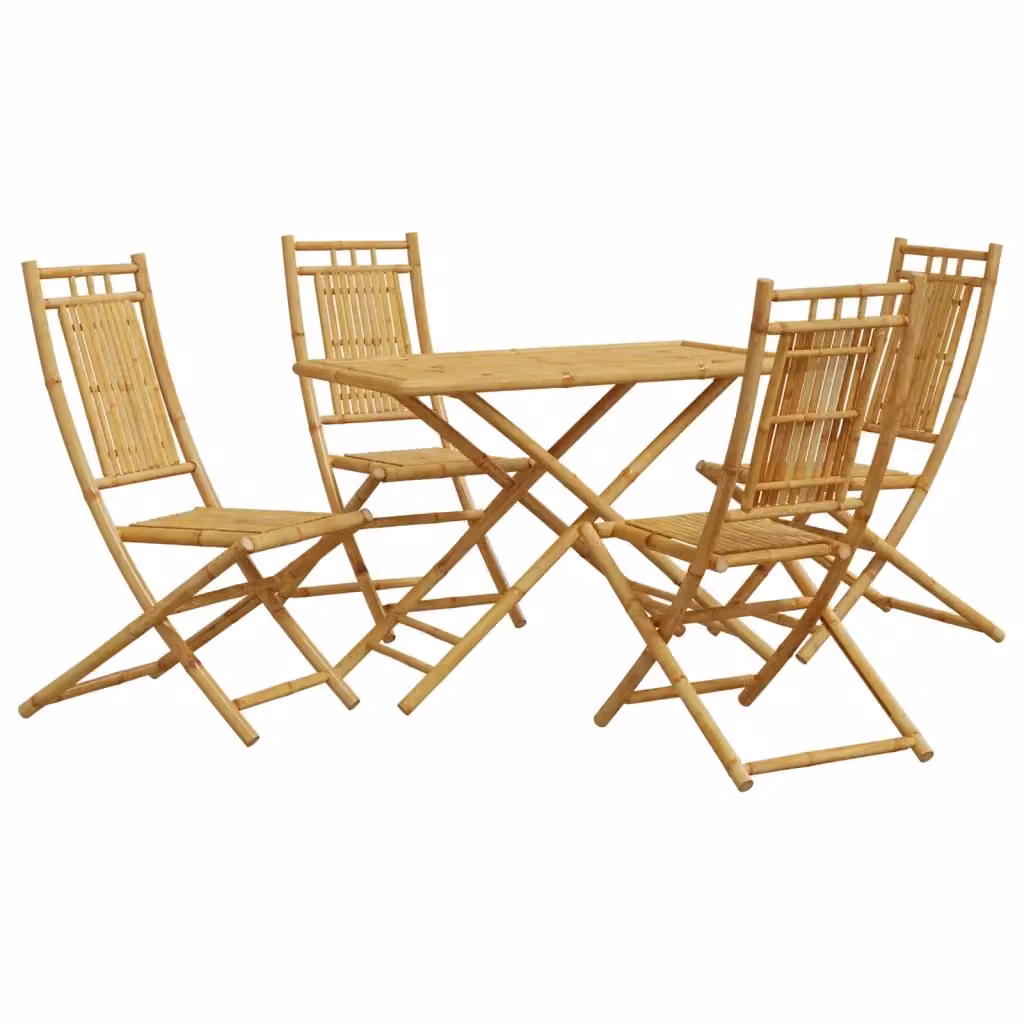 Set da pranzo da giardino vidaXL in bambù marrone, 5 pezzi – 2