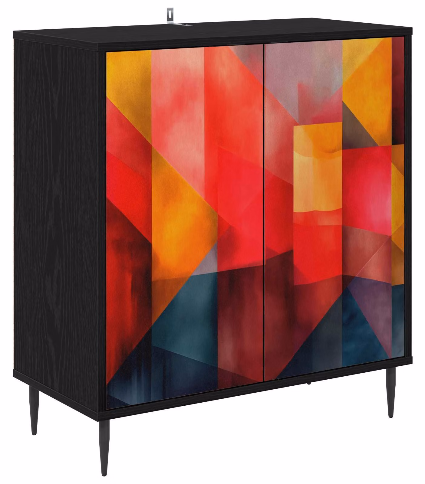 Mobile contenitore HEESCH, finitura effetto legno di quercia nero, dimensioni 69 x 33 x 76 cm