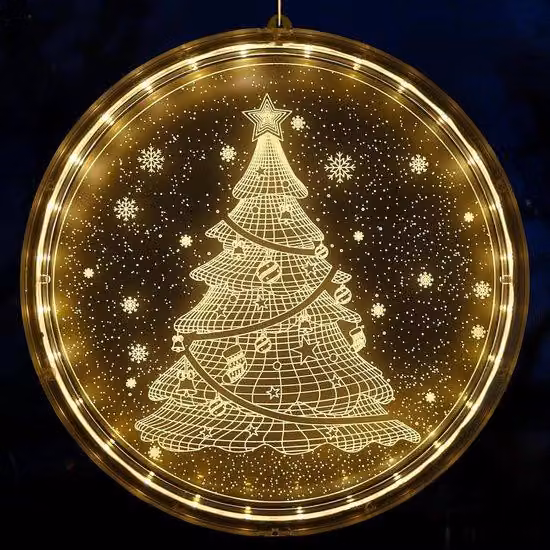 Decorazione natalizia: lampada da appendere 3D, 24 cm, luce bianca calda, alimentata a batterie