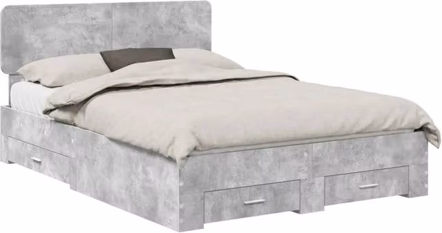 Letto matrimoniale | Letto per adulti | Struttura del letto con testiera Grigio cemento 160 x 200 cm