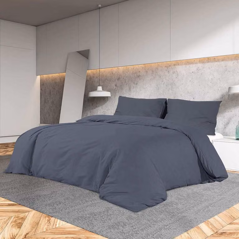 Set Copripiumino e Federe vidaXL in Cotone Grigio Antracite, L 135 cm x P 200 cm e 80 x 80 cm
