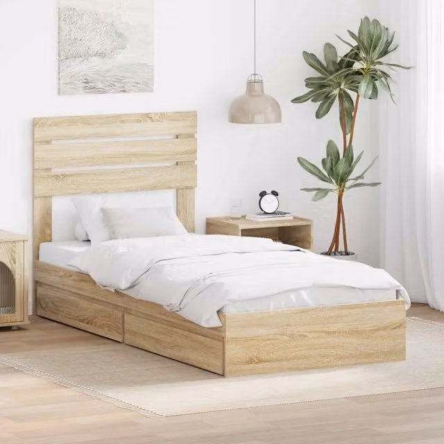 Letto con Contenitore con cassetto Rovere Sonoma 100 x 200 cm 3411590