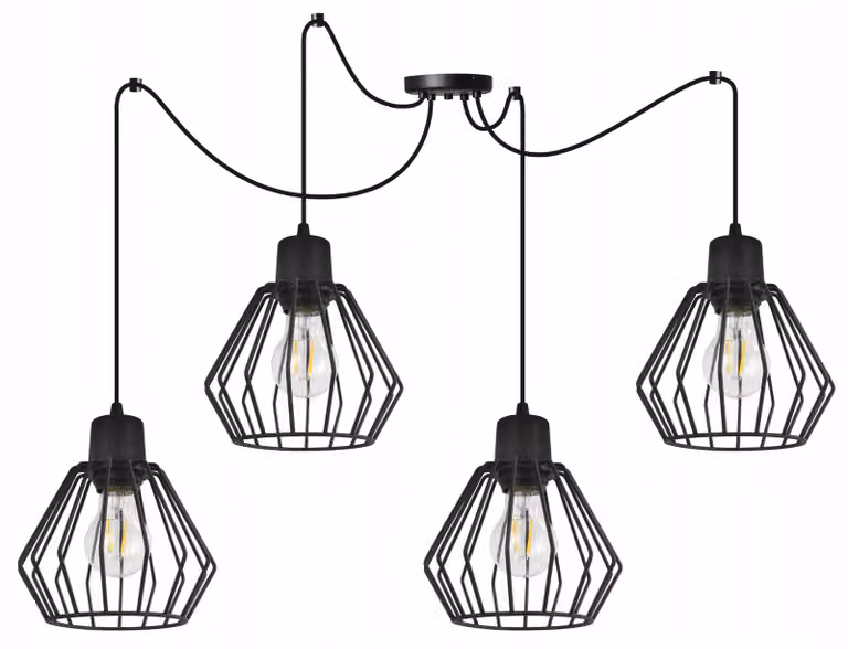 Lampada a sospensione, lampadario da soffitto, paralume in filo metallico, LED