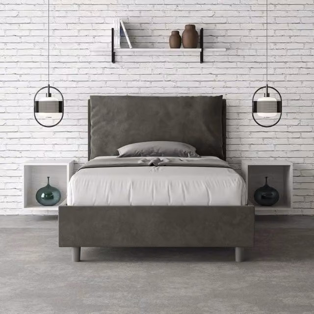 Letto imbottito con contenitore Ityhome in microfibra grigio L/P/H: 110 x 202 x 125 cm – 1