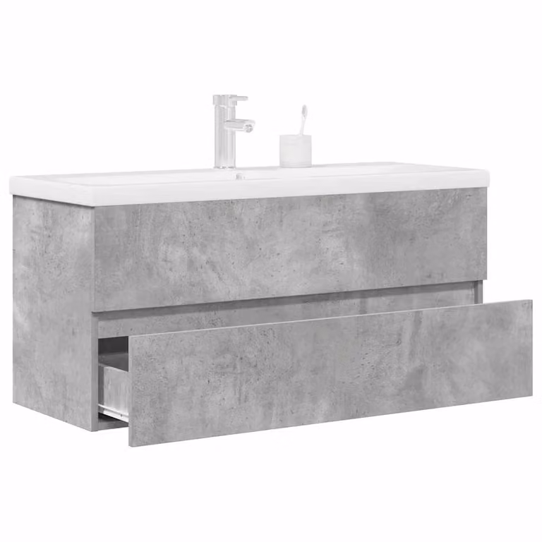 Set di mobili da bagno vidaXL composto da 2 pezzi in legno e MDF, colore grigio e bianco, design moderno a parete